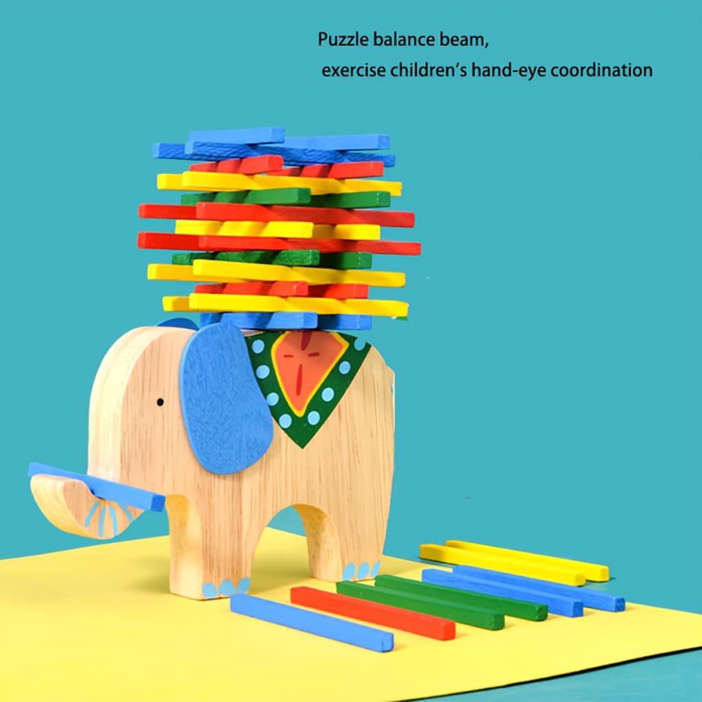 Wooden Elephant Balance Beam Toy To Train Children's Hand Eye Coordination And Concentration, Give Children Birthday And Christmas Gifts