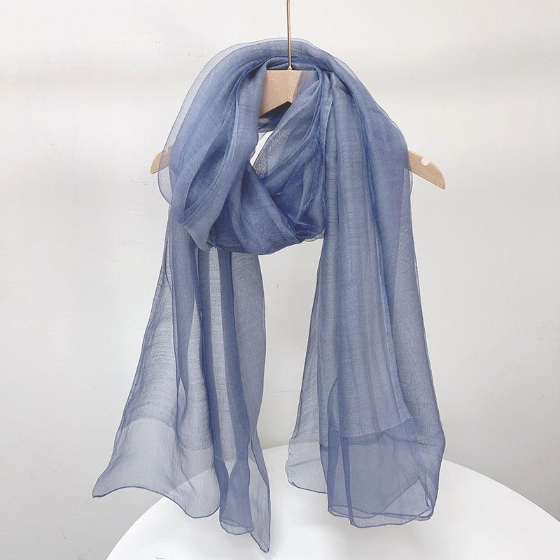 Double Silk Wool Scarf Spring And Autumn Thin Solid Color Mulberry Silk Shawl Women'S Silk Scarf