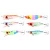 6PCS 10cm Hard Fishing Lure Artificial Wood Shrimp Bait with Octopus Cuttlefish Squid Hooks