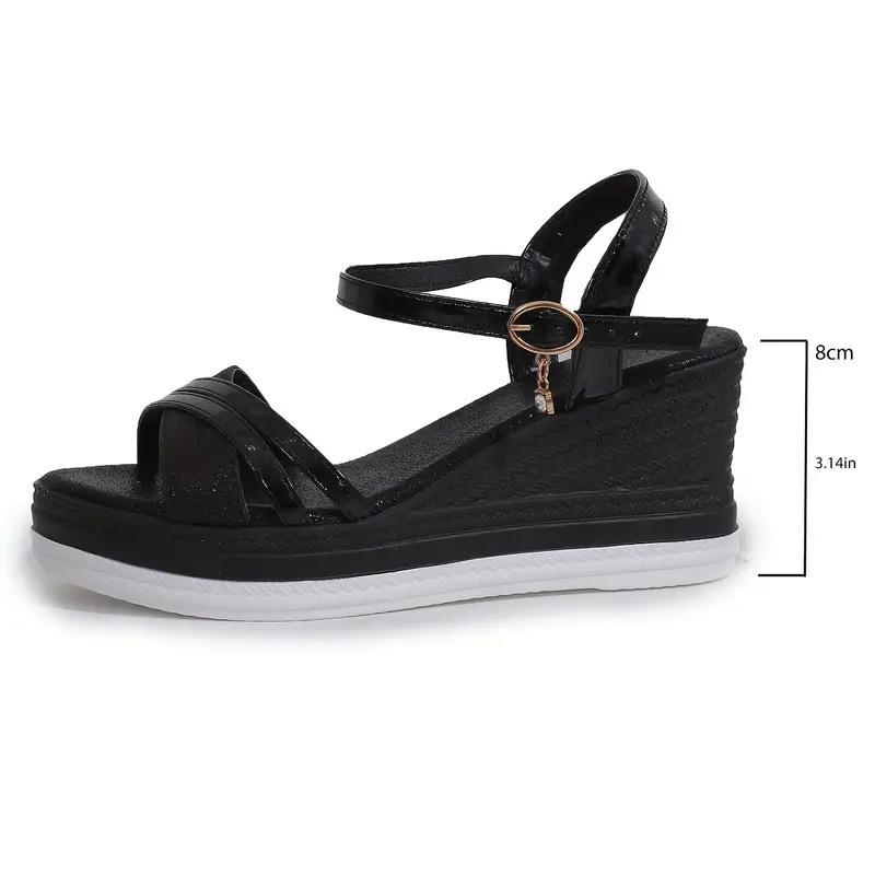 Женские летние сандалии на танкетке большого размера, новые, с ремешком на одной пряжке и платформой-маффин