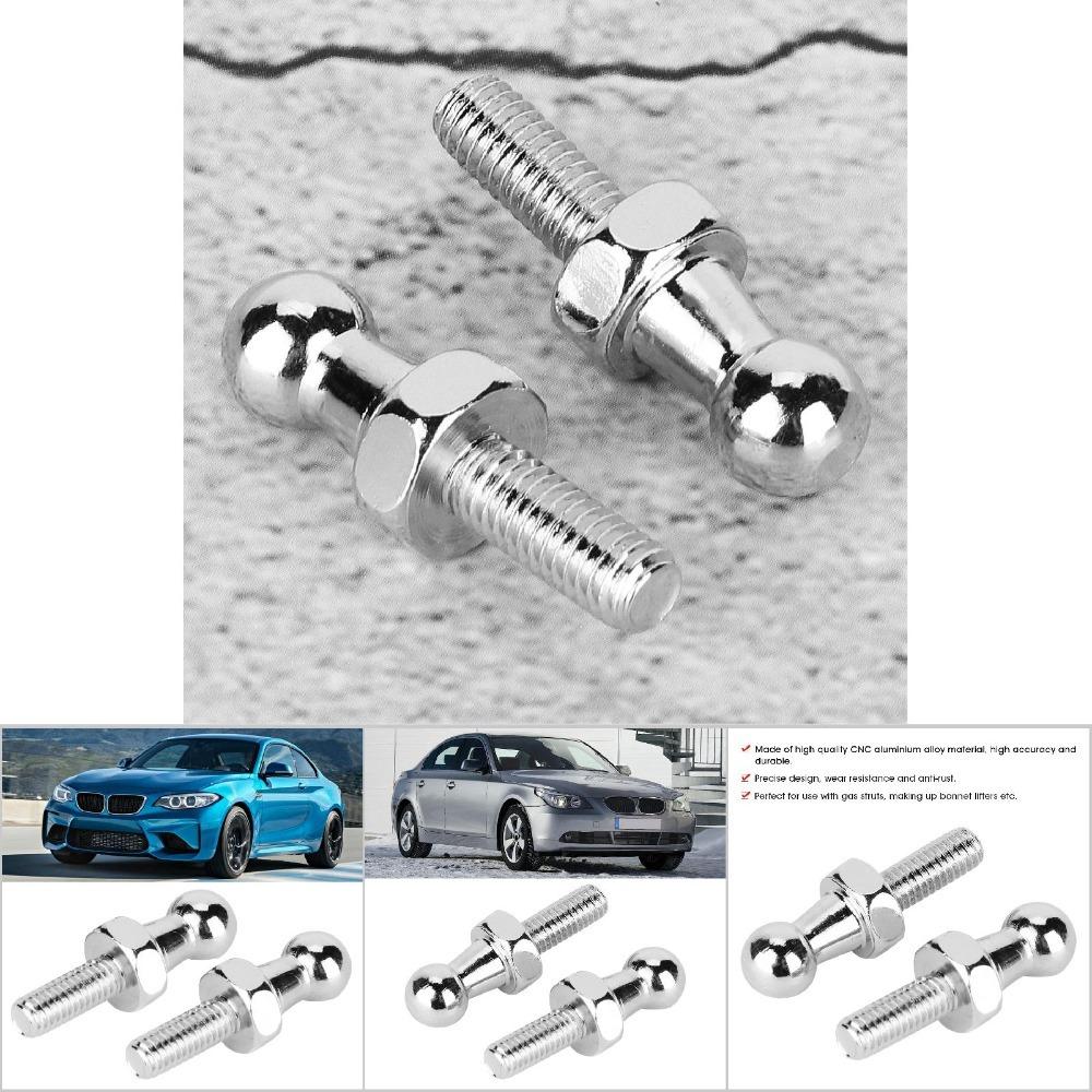 2PCS Silver Ball Head Screw 10mm Gas Spring Connector Fitting Universal For All Car Gas Struts