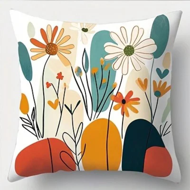Vikama Delicate Floral Print Decorative Pillow Cover, Suitable For Living Room Sofas, Car Interiors, And Home Decor
