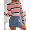 HNXC Летний ажурный полосатый топ с длинным рукавом и контрастным цветом, вязаный кардиган, рубашка для защиты от солнца для женщин