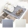 1 Silicone Sink Mat, Large Sloped Drainage Dish Drying Pad for Utensils and Plates