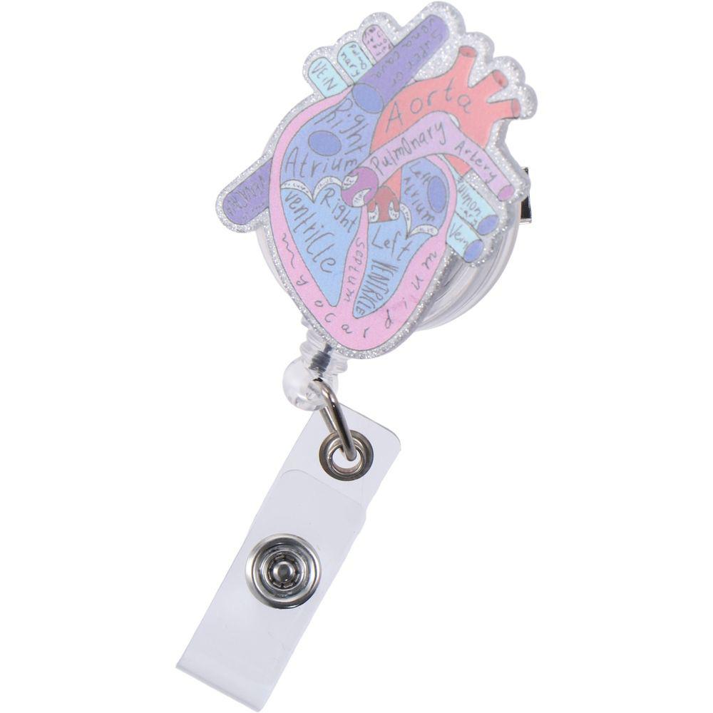 Heart Badge Reel Acrylic Alligator Clip Gift Badge Holder  Office