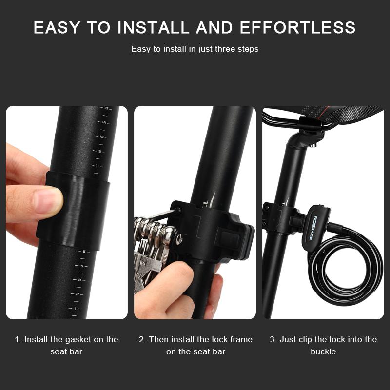 RIDERACE Велосипедный тросовый замок для горного велосипеда Портативный противоугонный кольцевой замок Высокая безопасность для скутера Электрический велосипед Шоссейный велоспорт