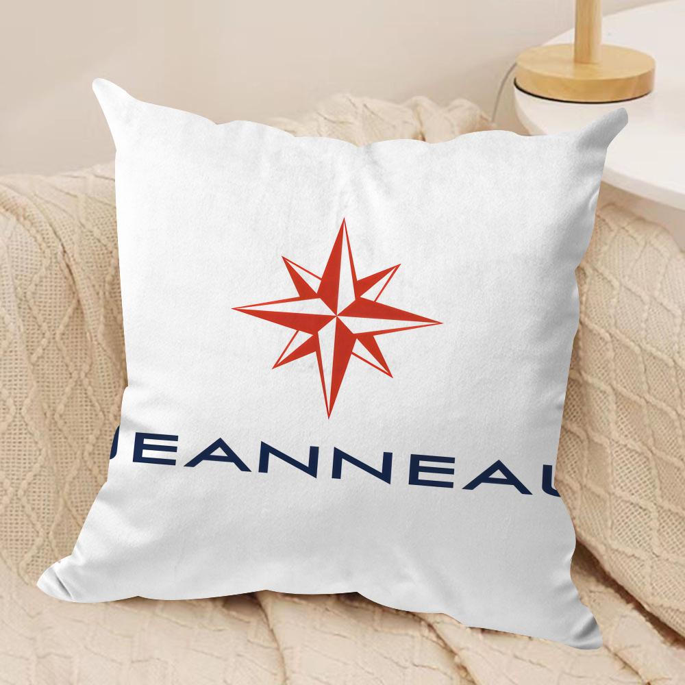 JJEANNEAUs Logo Cushion Cover Short plush Doublesided Print Square Throw Pillow Covers Sofa Home Cushion Decor
