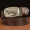 High Quality Belt Genuine Leather Belt for Men Carving Pattern Automatic Buckle Belt Strap for Jeans