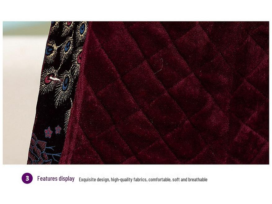 Grandma's Mink Velvet Coat with Fleece Lining, Thickened, for Middle-Aged & Elderly, Fur Collar, Warm Cotton-Padded Jacket.