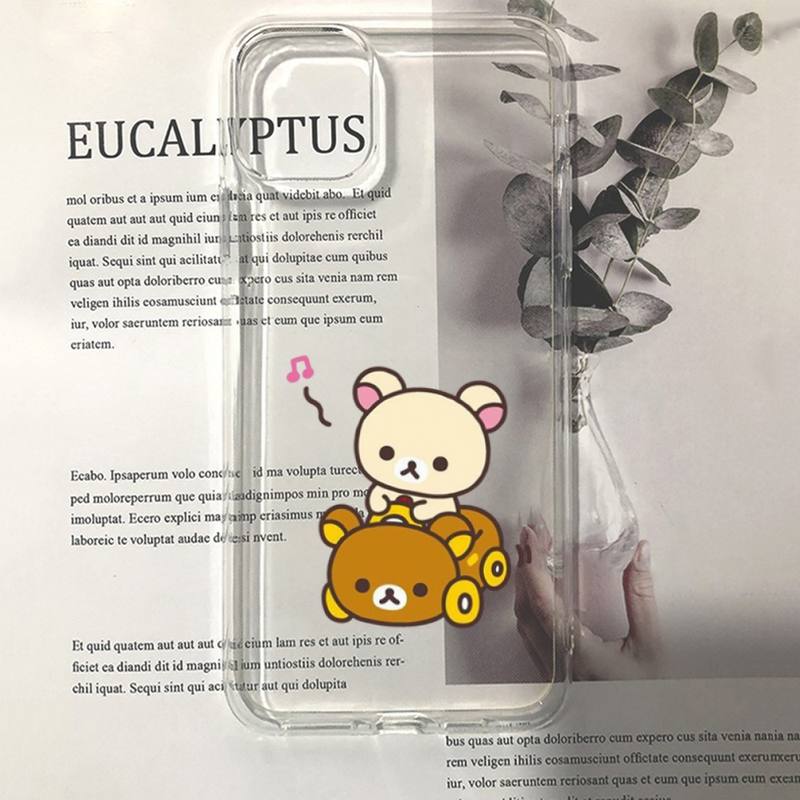 Милый чехол для телефона Rilakkuma для iPhone 11 12 13 14 Mini Pro Max XR X XS TPU Прозрачный чехол для 8 7 6 Plus SE 2020