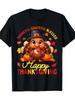 Hankful Grateful Blessed Happy Thanksgiving Turkey T-Shirt-100% Cotton