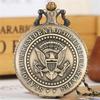 Seal of the President of The United States of America White House Donald Trump Retro Bronze Quartz Pocket Watch for Men Women With Chain