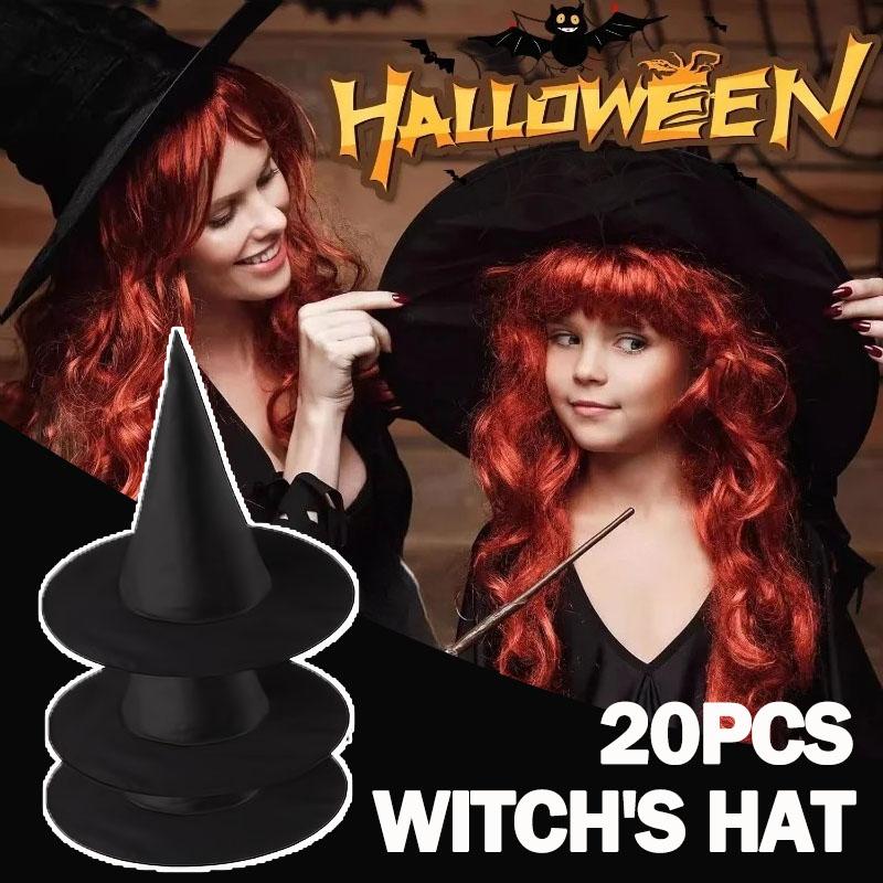 Хэллоуинская шляпа ведьмы Черная шляпа ведьмы Аксессуары для костюма для внутреннего и наружного украшения на Хэллоуин, Подходит для дома, двора, крыльца, потолков