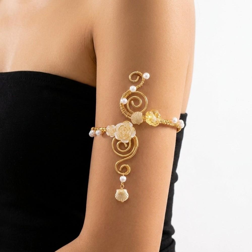 Baroque-style Baroque Flower Armlet Open-design Floral Arm Band Upper Arm Cuff Festival