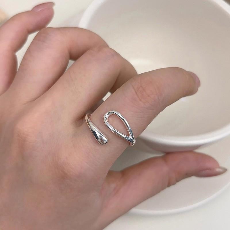 Korean Version Plain Ring Irregular 925 Sterling Silver Versatile Ring Women's Niche Ins Style Design Non-fading Combination Ring