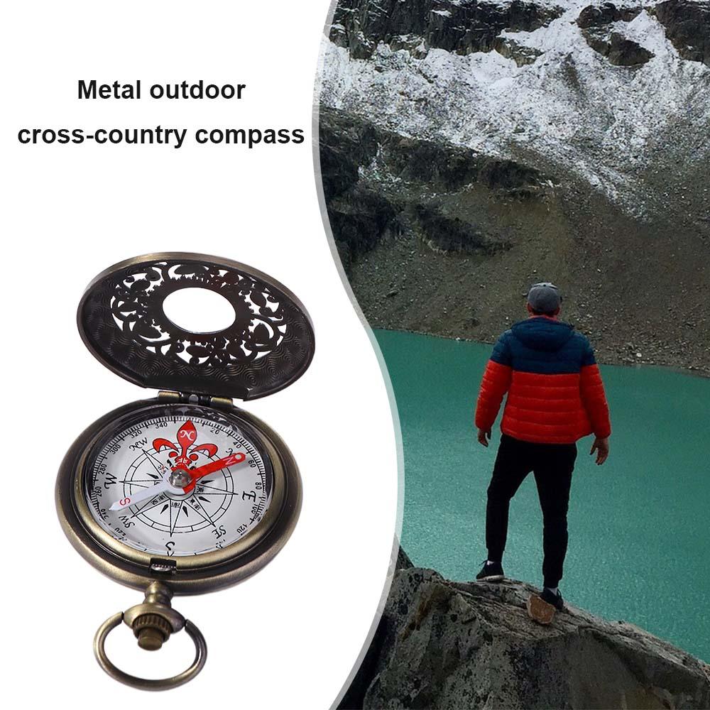 Pocket Watch Design Vintage Bronze Compass Portable Compass Outdoor Hiking Navigation Outdoor Tools