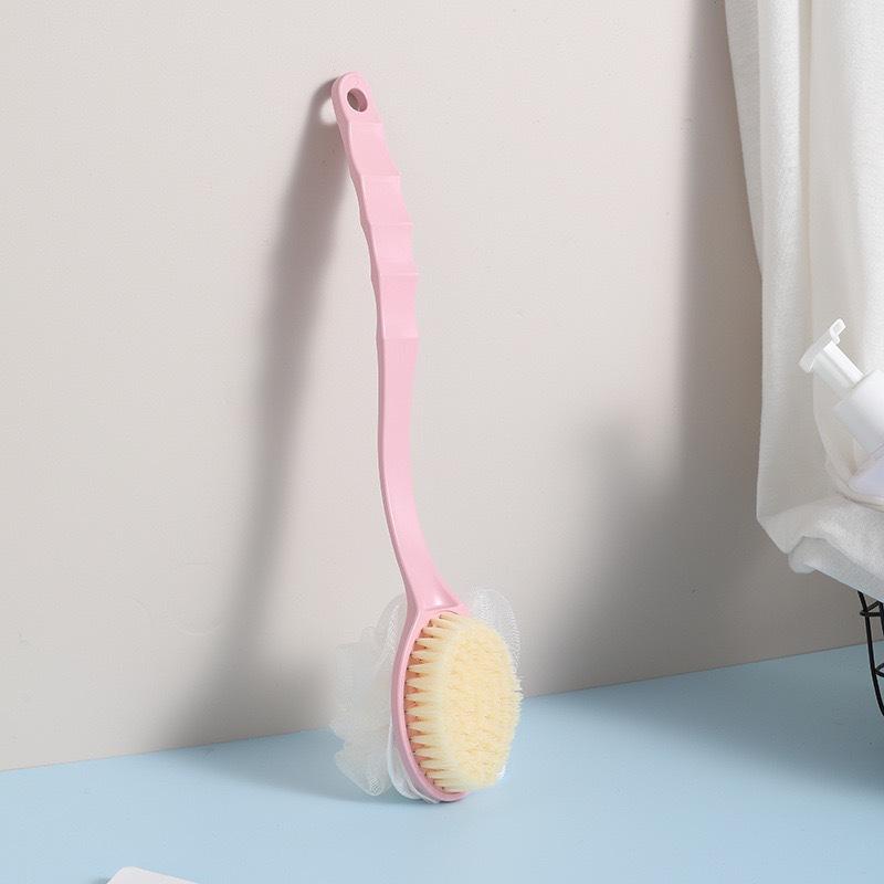 Двусторонняя щетка для ванны с мягкой щетиной и длинной эргономичной ручкой для пилинга и чистки спины