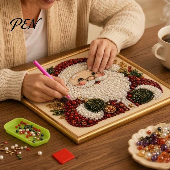 Полная Алмазная Мозаика для Новичков DIY Рождественский Набор для Раскрашивания Жемчугом с Рамкой, Санта Креативный Подарок Мастерам Бисерное Рукоделие Взрослые Новичок, Ручная Работа