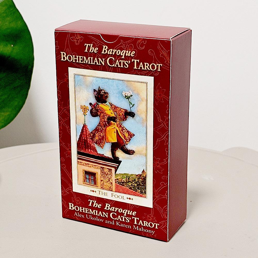 Барочная Bohemian Cats’ Tarot Колода 12x7см 79 Карт Кошачье Фэнтези Винтажный Барочный Стиль Двойное тиснение Настольная Игра