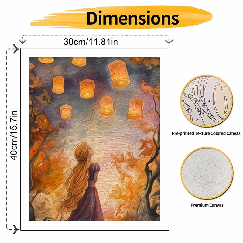 Disney Rapunzel digital oil painting painting art sky lanterns handmade diy gift home decoration
