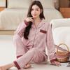Imitation cotton pajamas women's spring and autumn high-end luxury printed cardigan long-sleeved new middle-aged loungewear set