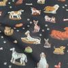Dog Print Illustrated Sheeting Made In Size 22A 110cm X Nora. ST1147-C Fabric, Cotton, Japan, Pre-Cut, (Charcoal Gray, 100cm)