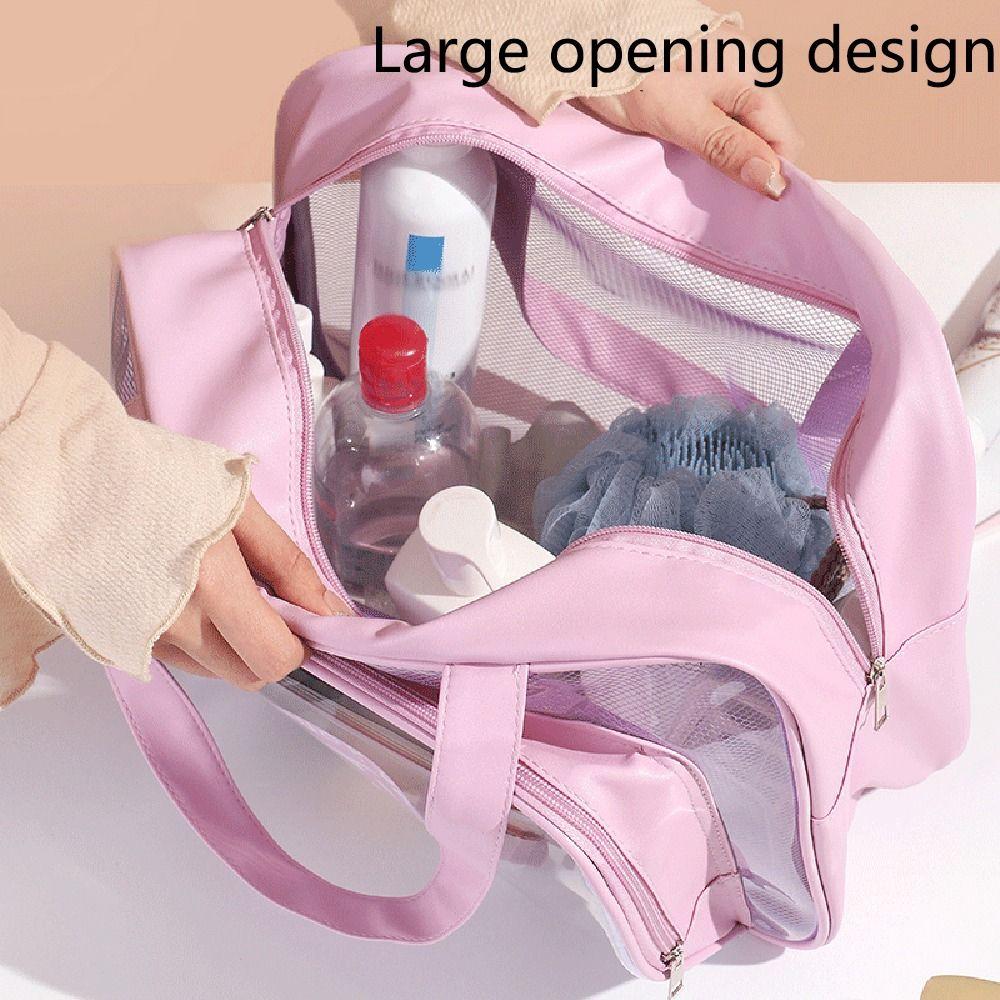 Wet and Dry Separation Toiletry Storage Pouch Transparent Makeup Handbag Clear Toiletry Case Beach