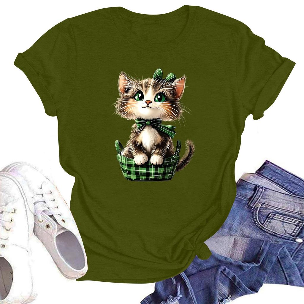 Женская модная футболка с круглым вырезом и коротким рукавом, пуловер