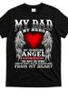 Men's My Dad My Hero My Guardian Angel T-Shirt - Black with White Text & Red Heart Wings Design Comf