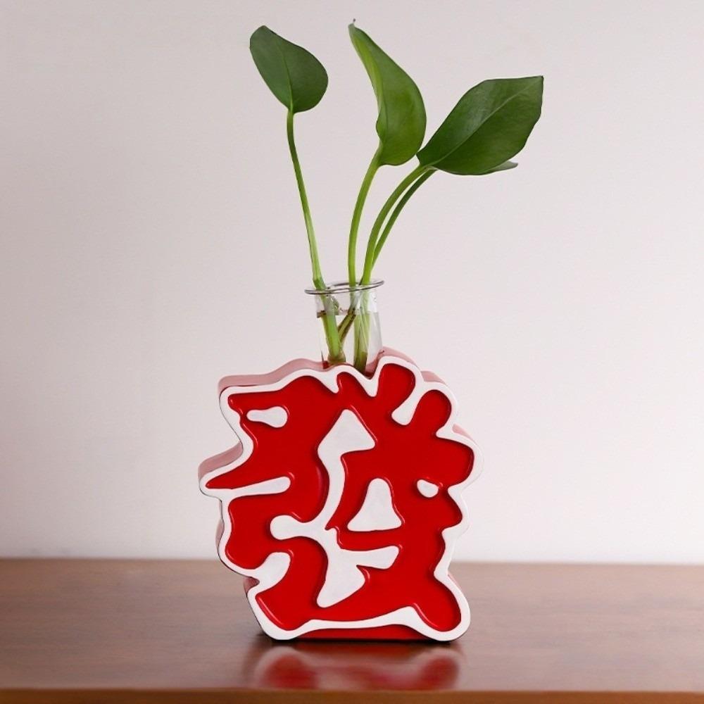 Make a Fortune Fa Cai Ornament Chinese Characters Organic Resin Hydroponic Plant Container Creative Home Decor