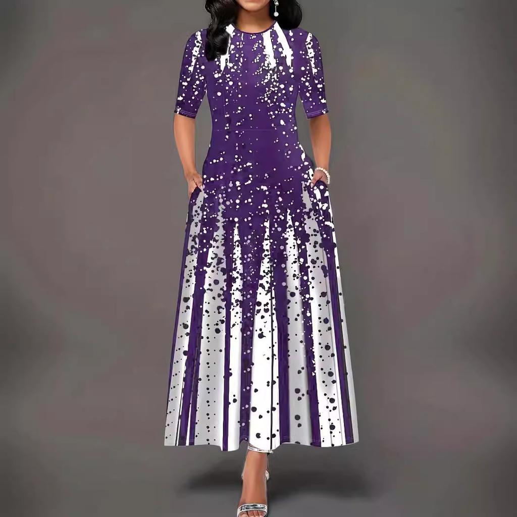 GMXIA Женские персонализированные модные платья с принтом в виде градиента и короткими рукавами и круглым вырезом