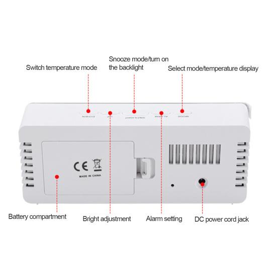 Прямоугольный квадратный многофункциональный светодиодный дисплей-будильник для дома