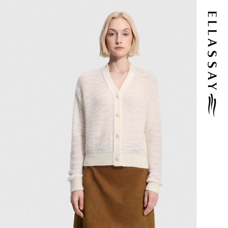ELLASSAY Women's V-Neck Rhinestone Button-Front Knit Cardigan