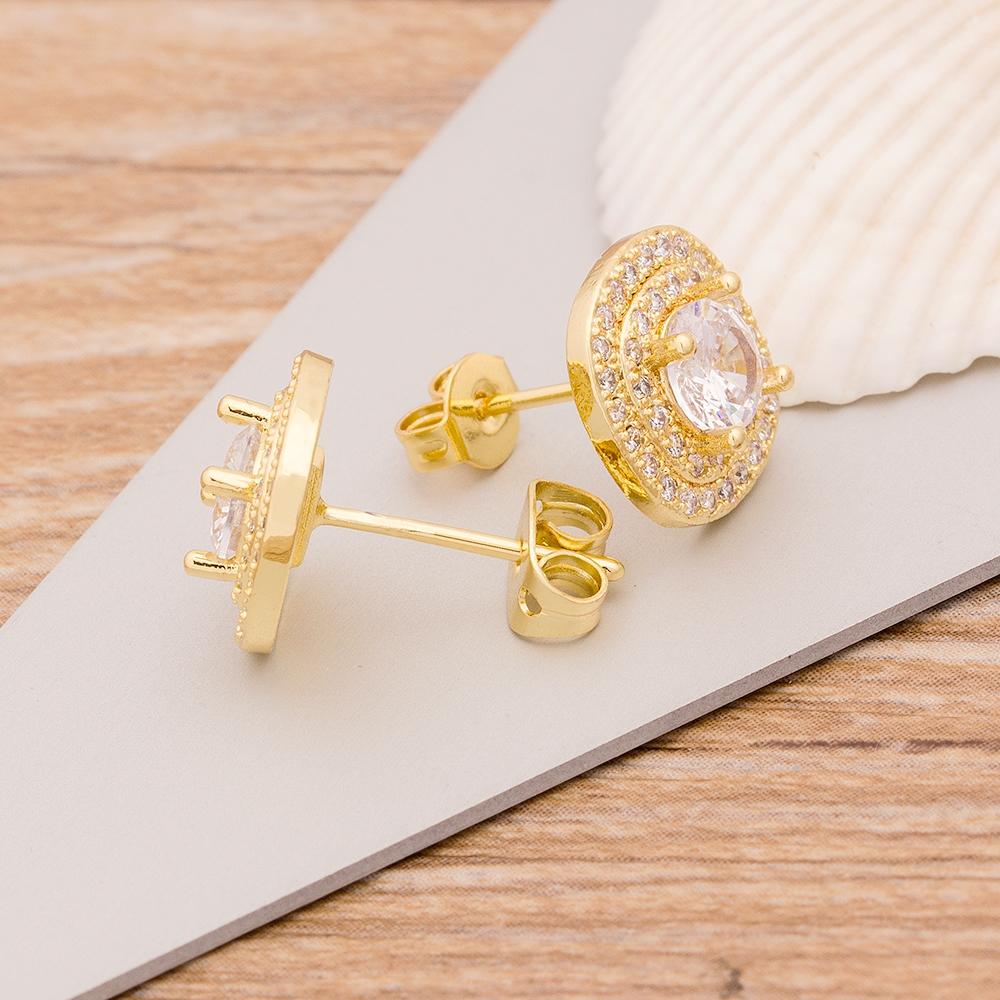 New Fashion Geometric Stud Earrings Copper Cubic Zirconia Wedding Party Daily Wearable Charm Jewelry Styles Fow Women Best Gifts