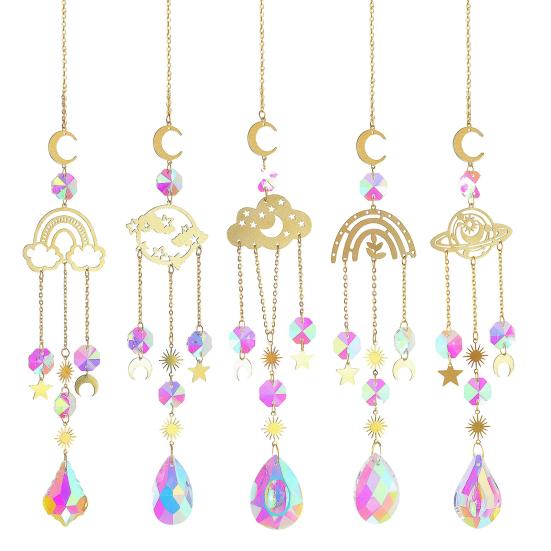 Яркий цветной ловец солнца, привлекательный шикарный подвесной оконный призматический ловец солнца