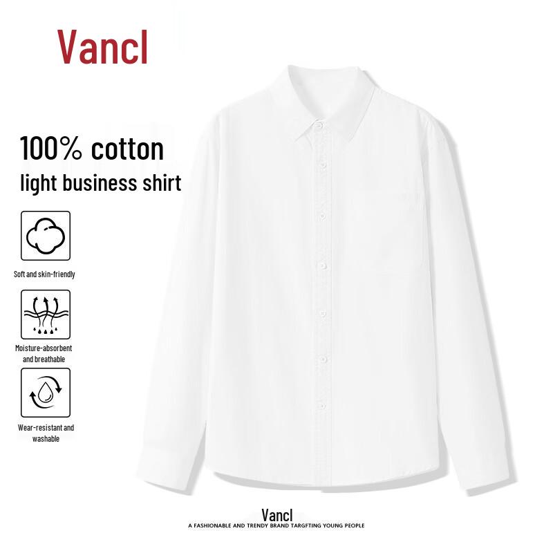 Мужская рубашка VANCL из чистого хлопка с длинным рукавом в стиле business casual