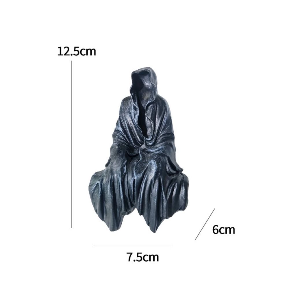 Black Robed Night Walker Ornaments Reaper Sitting Statue Black Clothes Mysterious Master Ornament