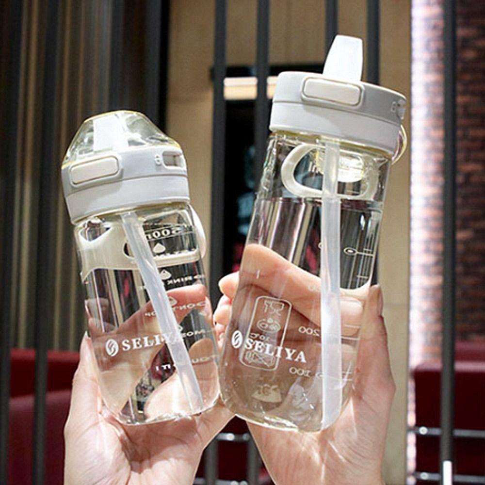500/650ML Student School with Straw Sports Water Cup Water Bottle Multicolor Plastic Bottle