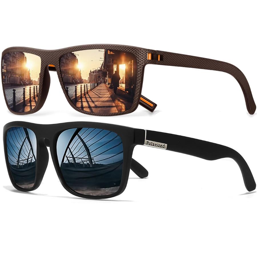 2Pack New Polarized Sunglasses Men Women Trendy Retro Sun Glasses Outdoor Sports Fishing Hiking Driving UV400
