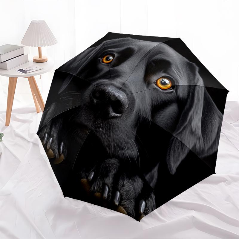 Рисунок лабрадора ретривера черного окраса, автоматический складной зонт, портативная и складная конструкция, 8 спиц, рождественский или день рождения подарок.