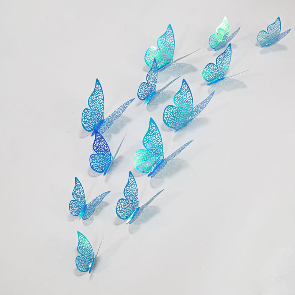 12 шт./упак. наклейки в виде бабочки с 3D трехмерными выдолбленными бумажными наклейками на стену для свадьбы, дня рождения, комнаты, кафе, декора витрины