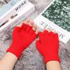 Женские и мужские перчатки конфетного цвета, сохраняющие тепло пальцев, толстые, теплые, короткие, вязаные, варежки с половиной пальцев