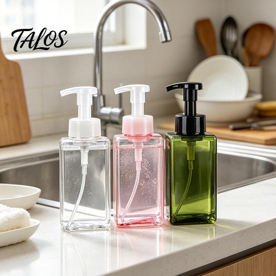 Foam Soap Dispenser 250/450ML Press Foaming Dispenser, Refillable Hand Shampoo Shower Plastic Bottle Gel Container, Empty Pump Lotion for Bathroom