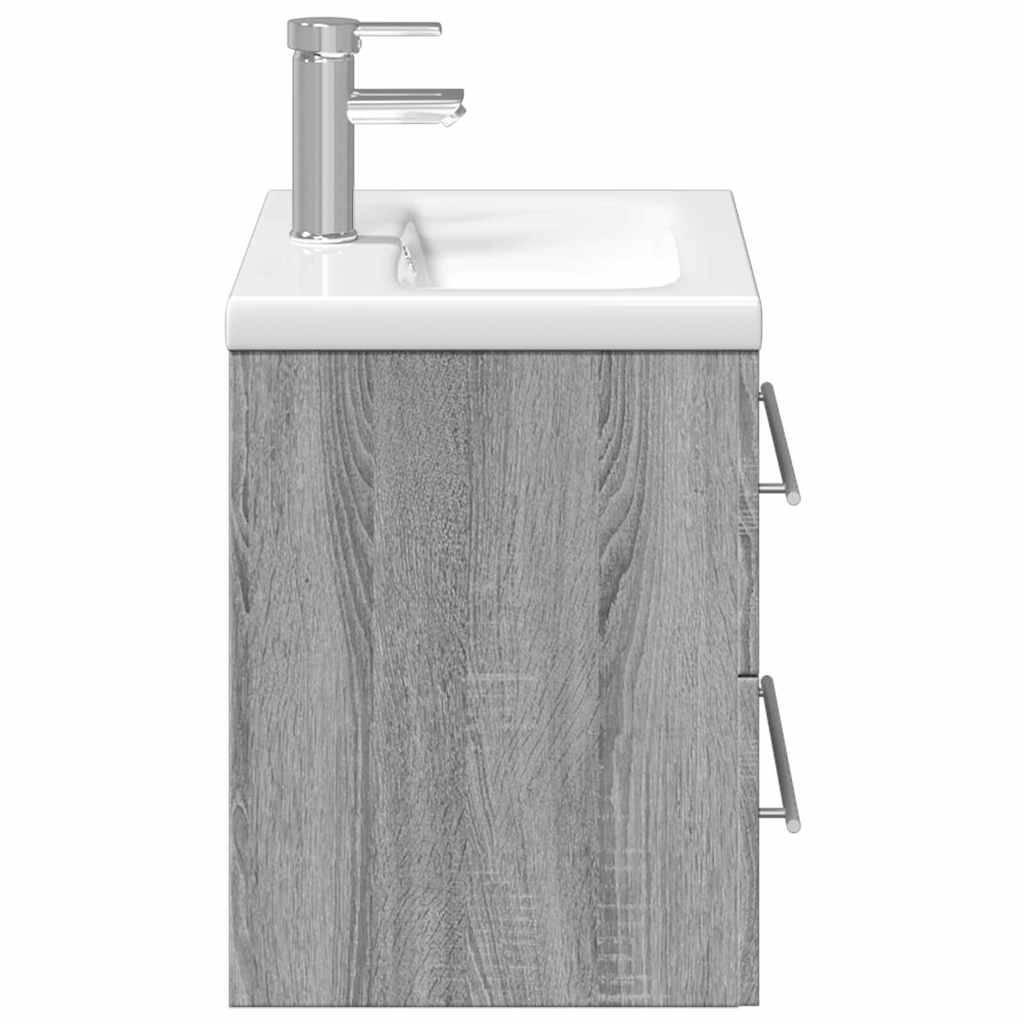 Bathroom Vanity Unit with Built in Basin Grey Sonoma Oak