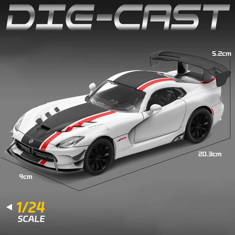 1:24 Viper Hellcat Спортивный Автомобиль Модель Игрушка Сплав Литье под Давлением Звук Свет Оттяжка Колесо Рулевое Управление Гоночные Автомобили Модели Дисплей Украшения
