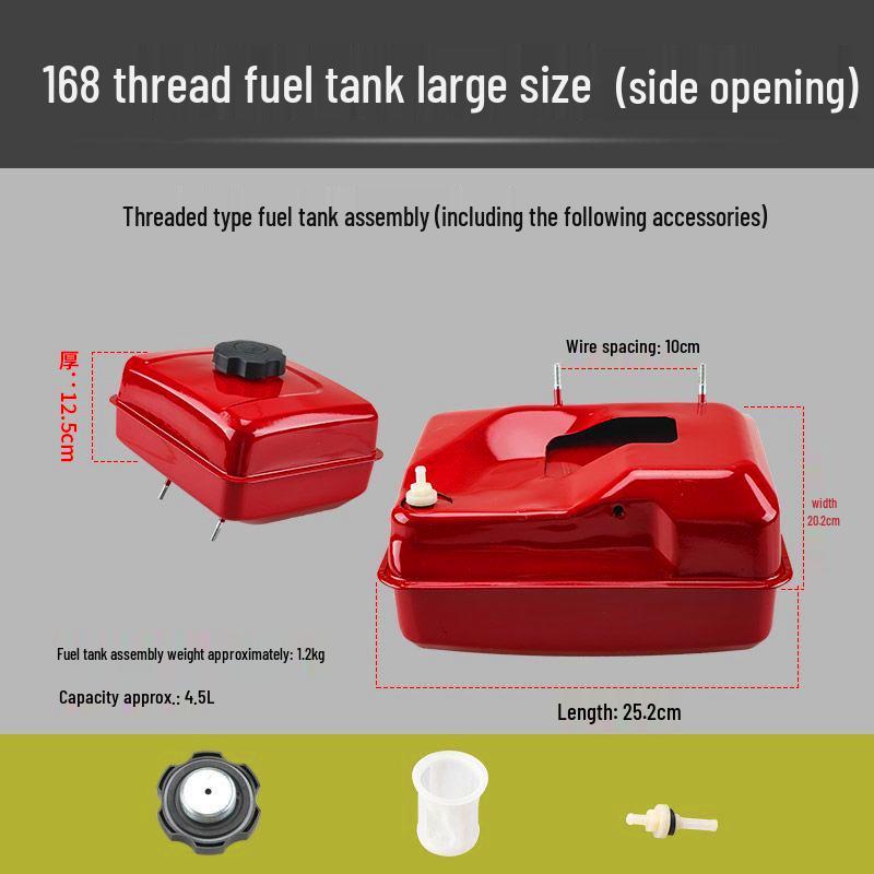 168F170/188F190 Водяной насос и топливный бак для микрокультиватора для бензиновых двигателей GX160/390 - Резьбовое отверстие.