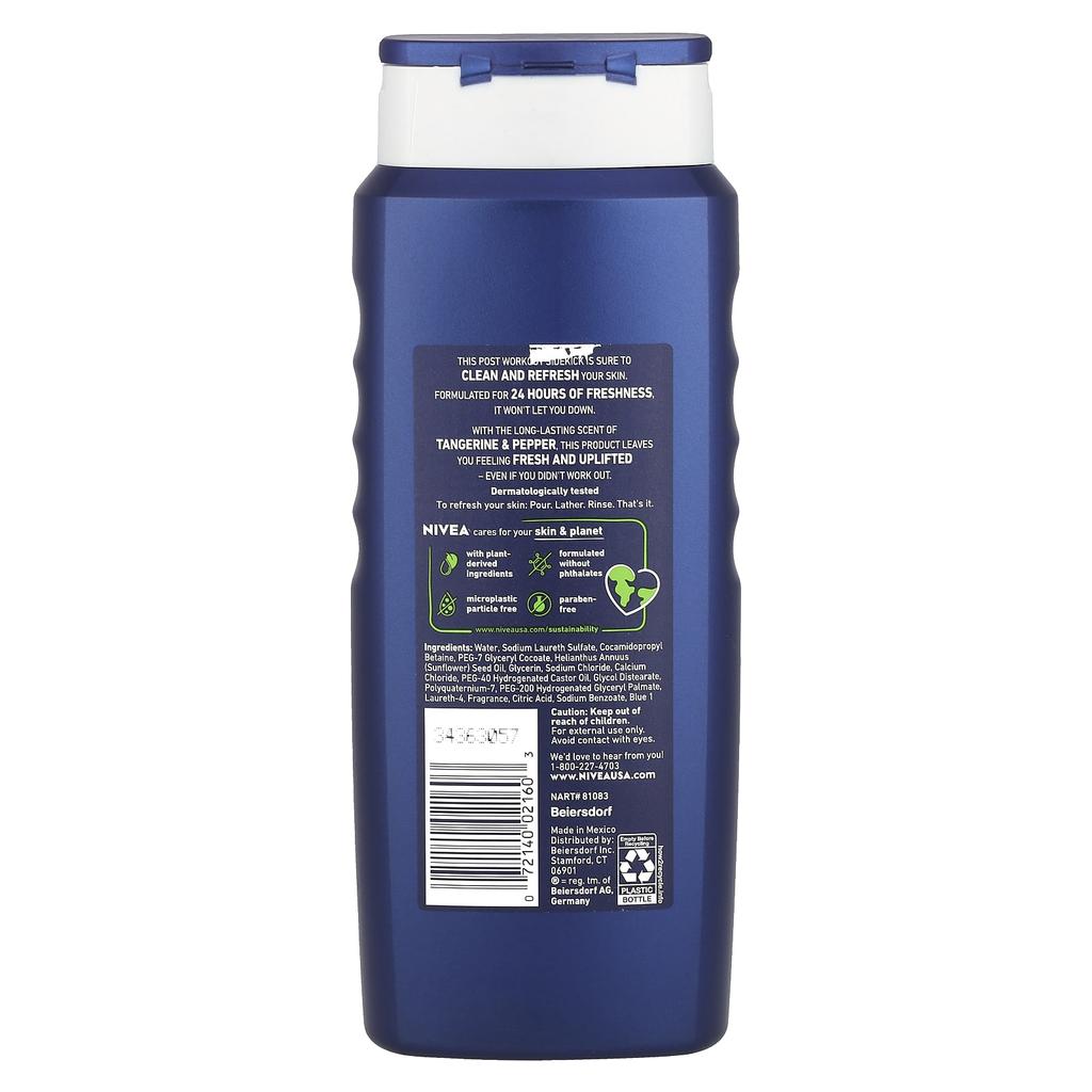 Nivea Мужской спортивный гель для душа, мандарин и перец, 16,9 жидких унций (500 мл)