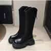 Muffin Bottom High Boots Thick Heel Thick Sole Height But Knee Long Boots Small Versatile Knight Boots Women Ins Tide