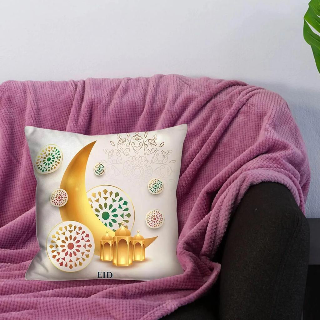 Ramadhan Decoration Eid Decorative Pillowcases Sofa Cushion Covers Bed Pillowcases Polyester Pillowcases Muslim Home Decor