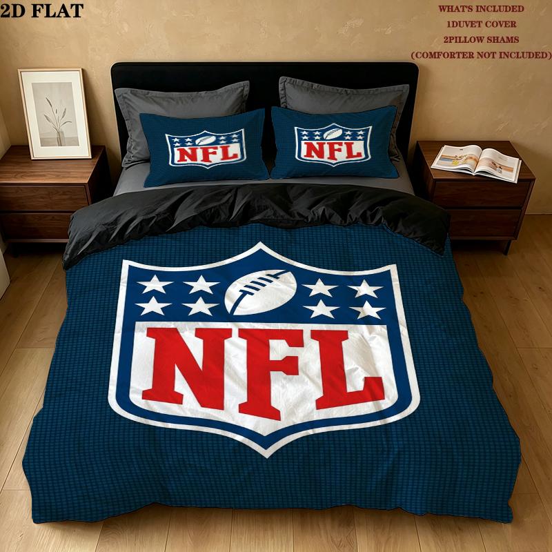 National Football League Pattern Bedding uilt Set uilt Cover Pillowcase Home Decoration Birthday Gift (1 * duvet cover + 2 * pillowcase without core)